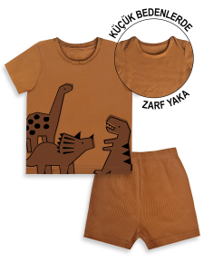 Dinozor Erkek Bebek T-shirt Kaşkorse Şort Takım - 2