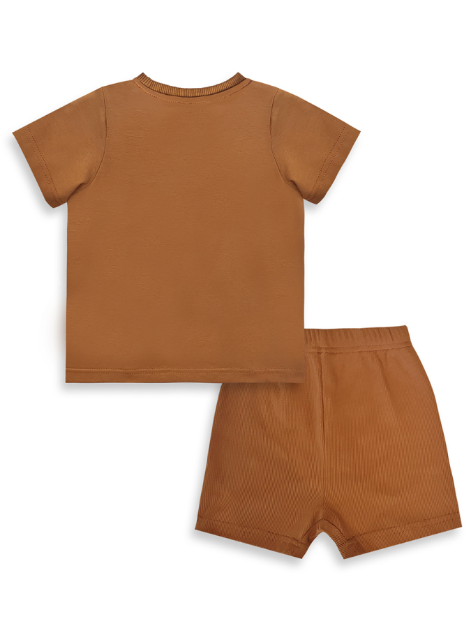 Dinozor Erkek Bebek T-shirt Kaşkorse Şort Takım - 3