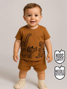 Dinozor Erkek Bebek T-shirt Kaşkorse Şort Takım - Denokids
