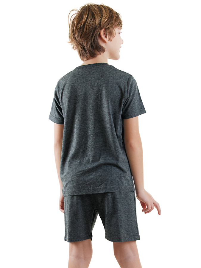 Dinozor Erkek Çocuk Gri Alt Üst Pijama Takım - 2