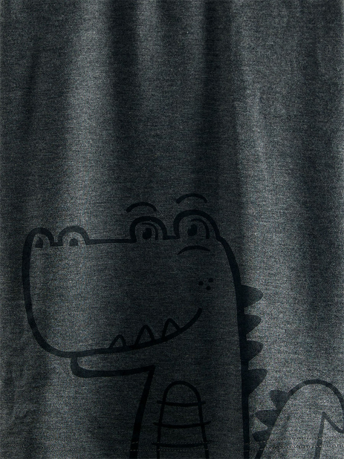 Dinozor Erkek Çocuk Gri Alt Üst Pijama Takım - 5