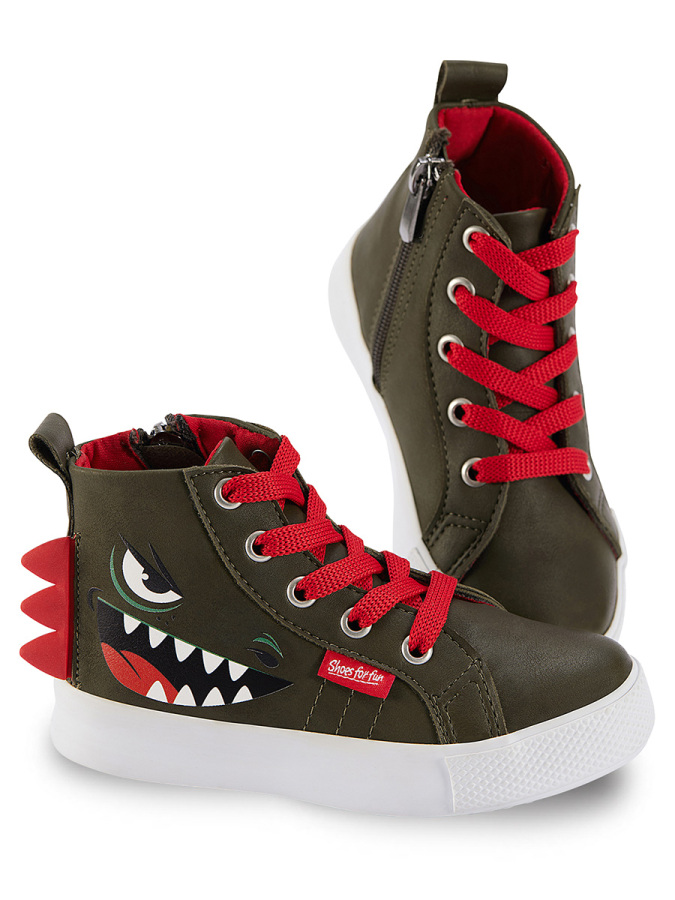 Dinozor Erkek Çocuk Haki Sneakers Spor Ayakkabı - 1