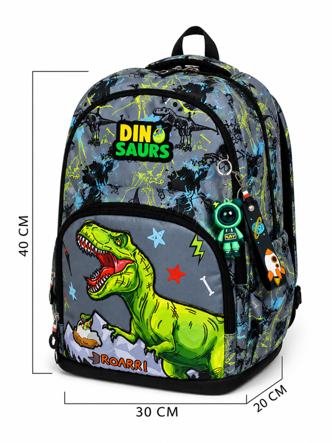 Dinozor Erkek Çocuk İlkokul 4'lü Çanta Seti - Sırt Çantası Beslenme Çantası Kalem Kutusu Anahtarlık - 2