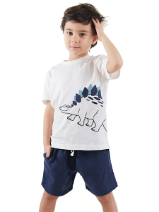 Dinozor Erkek Çocuk T-shirt Müslin Şort Takım - 1