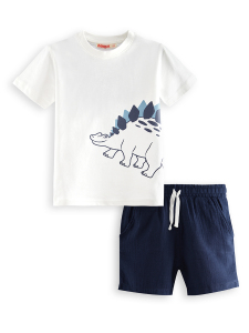 Dinozor Erkek Çocuk T-shirt Müslin Şort Takım - 3