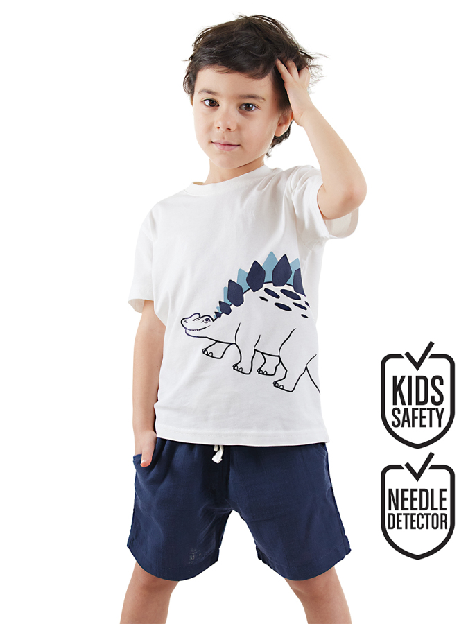 Dinozor Erkek Çocuk T-shirt Müslin Şort Takım - 1