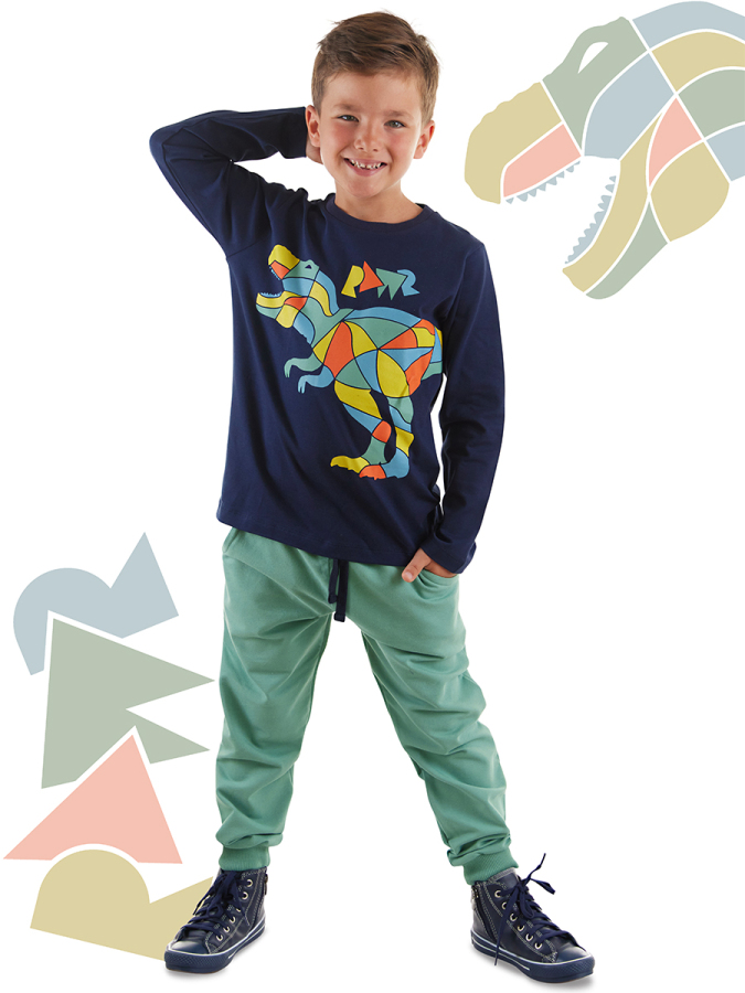 Dinozor Erkek Çocuk T-shirt Eşofman Altı Takım - 1