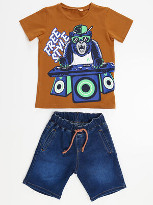 DJ Boy T-shirt&Denim Shorts Set