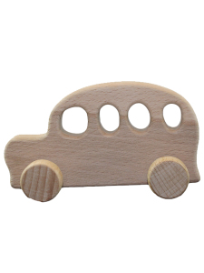 Dostluk Otobüsü Boyasız Ahşap Oyuncak, Masif Kayın, 18 Ay+ - CwwToys