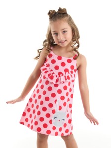 Dotted Poplin Girl Dress - Denokids