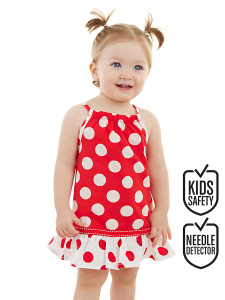 Dotted Red Baby Girl Poplin Dress - Denokids