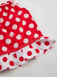 Dotted Red Baby Girl Poplin Dress - 6