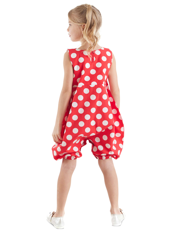 Dotted Red Girl Balloon Romper - 2
