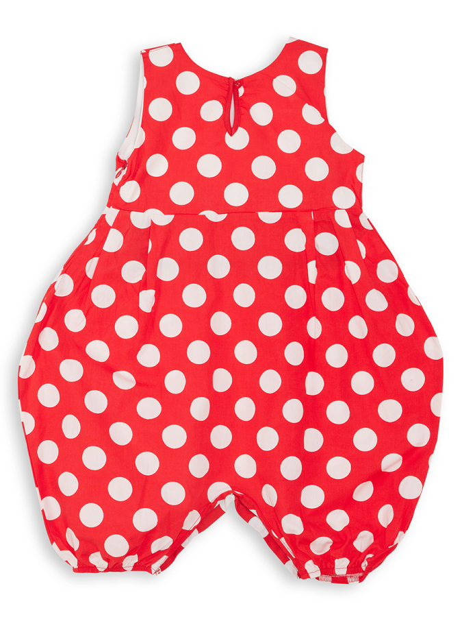 Dotted Red Girl Balloon Romper - 4