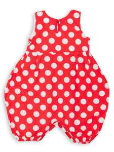 Dotted Red Girl Balloon Romper - 4