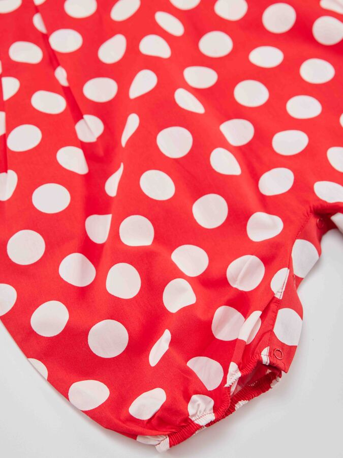 Dotted Red Girl Balloon Romper - 6