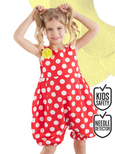 Dotted Red Girl Balloon Romper - Denokids