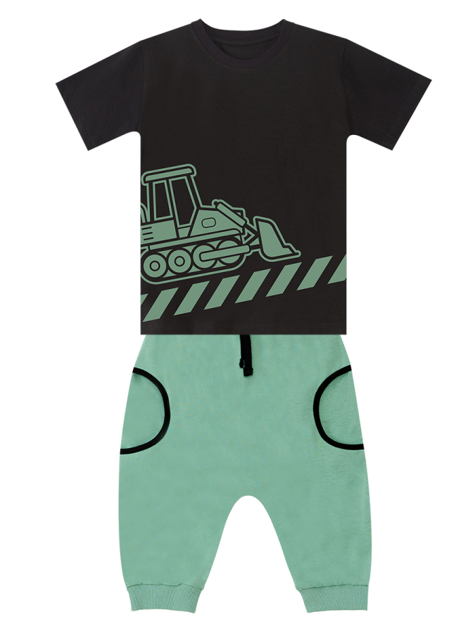 Dozer on Duty Boy T-shirt&Capri Pants Set - 3