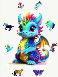 Dragon, 14 Parça Ahşap Yapboz, Bul Tak Puzzle - NcPuzzles