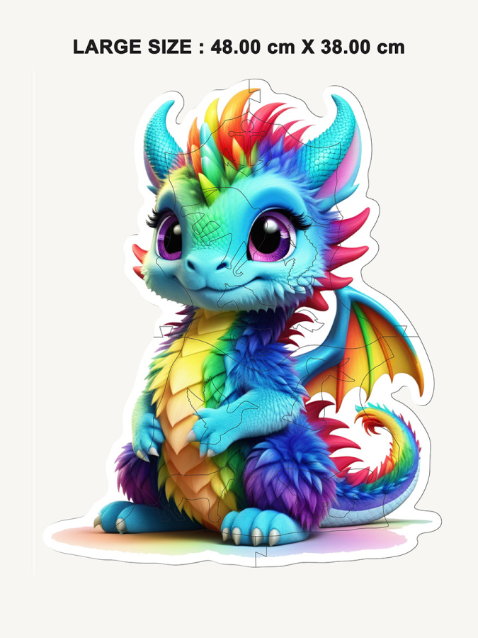 Dragon, 14 Parça Ahşap Yapboz, Bul Tak Puzzle - 3
