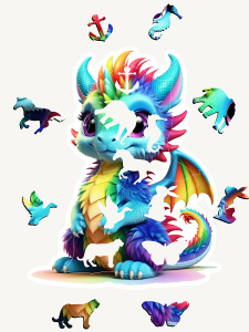Dragon, 14 Parça Ahşap Yapboz, Bul Tak Puzzle - 4