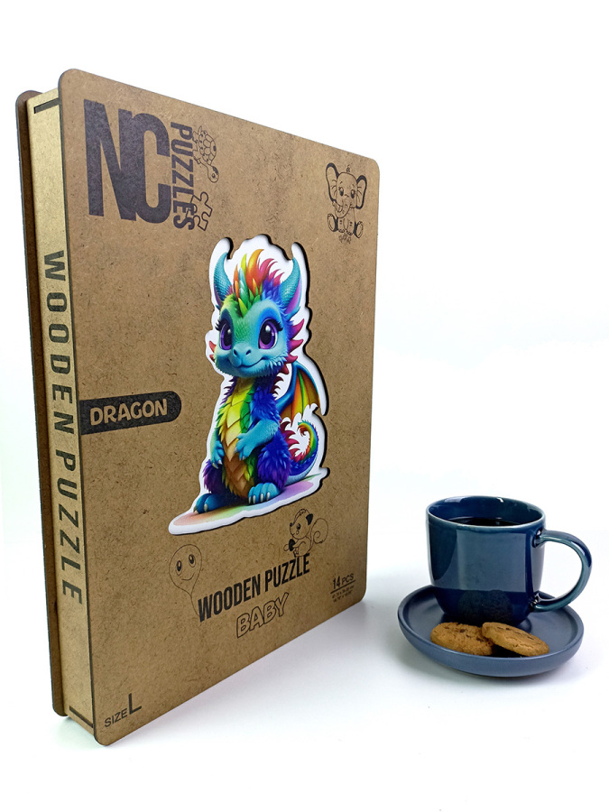 Dragon, 14 Parça Ahşap Yapboz, Bul Tak Puzzle - 5