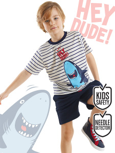 Dude Shark Erkek Çocuk T-shirt Şort Takım - Denokids