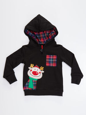 Ekoseli Geyik Erkek Çocuk Sweatshirt - 3