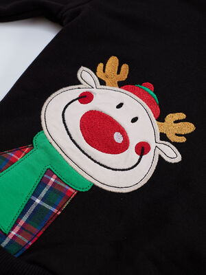 Ekoseli Geyik Erkek Çocuk Sweatshirt - 5