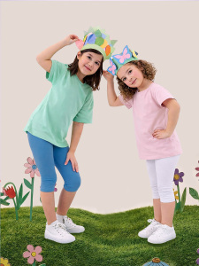 Ekru Ve Mavi Kız Çocuk Kaşkorse 2'li Tayt Paketi - MSHB&G