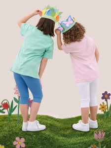 Kız Çocuk Tayt 2'li Paket Pamuk Krem ve Mavi Tayt Yazlık - 2