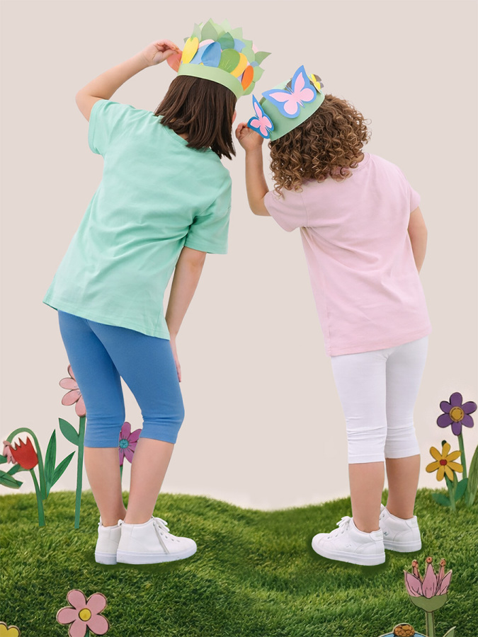 Kız Çocuk Tayt 2'li Paket Pamuk Krem ve Mavi Tayt Yazlık - 2