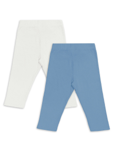 Kız Çocuk Tayt 2'li Paket Pamuk Krem ve Mavi Tayt Yazlık - 5
