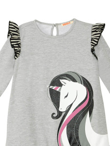 Elegant Unicorn Girl Grey Dress - 6