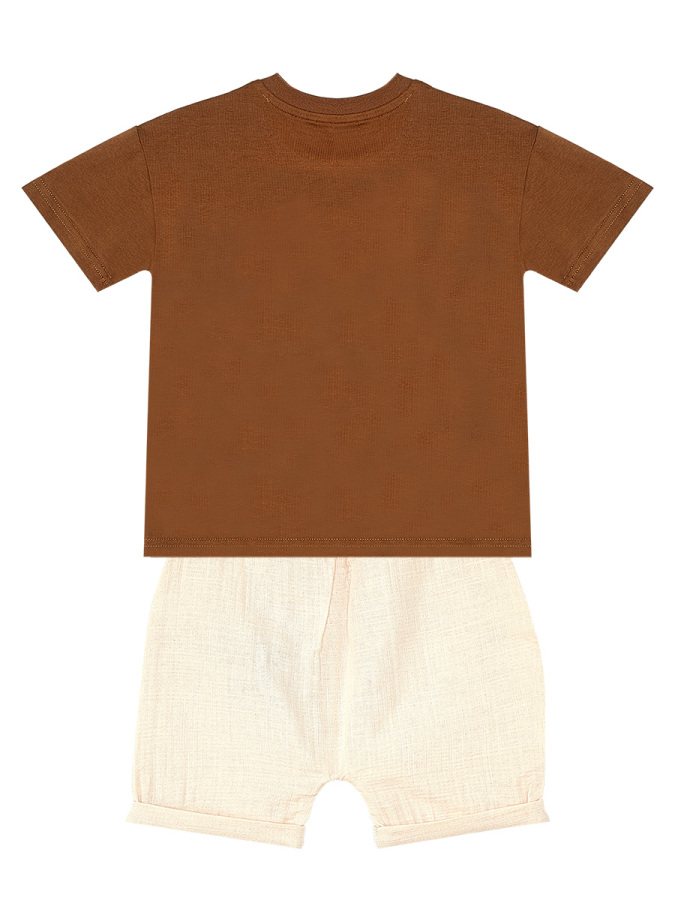 Kamp Arabalı Erkek Bebek Çocuk Yazlık Müslin Şort T-shirt Takım - 4