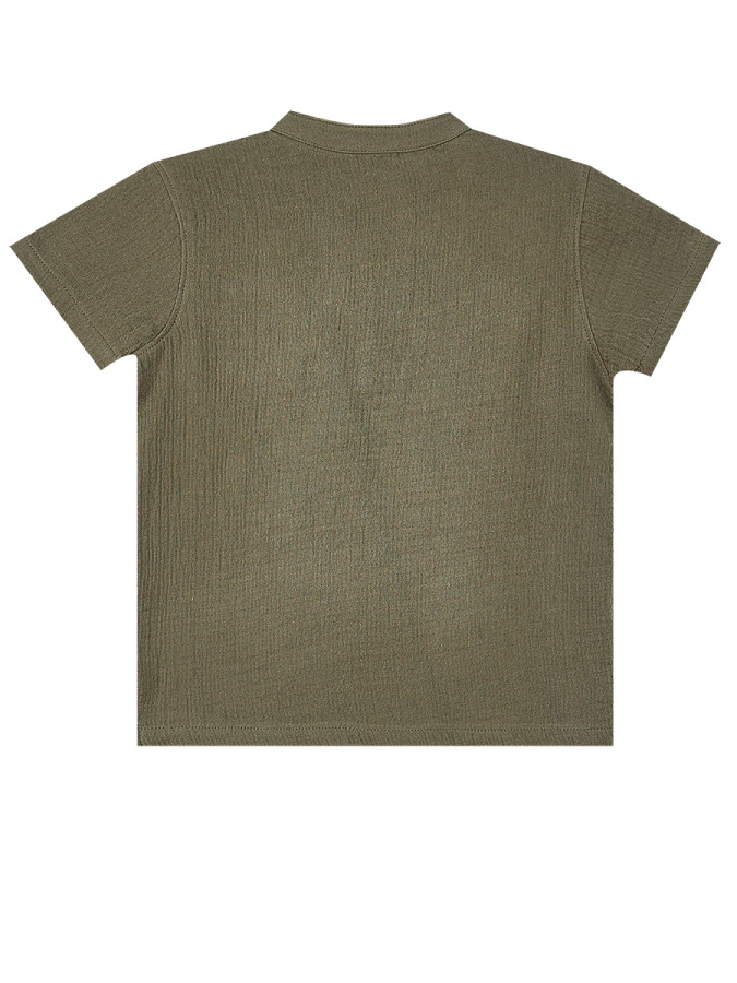 Erkek Bebek Çocuk Yeşil Yazlık Müslin Çizgili Şort Gömlek Takım - 6