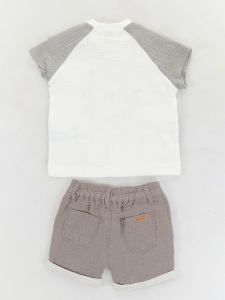 Erkek Bebek Müslin T-shirt Şort Takım - 4
