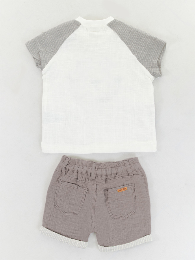 Erkek Bebek Müslin T-shirt Şort Takım - 4