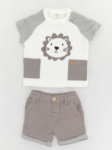 Erkek Bebek Müslin T-shirt Şort Takım - 3