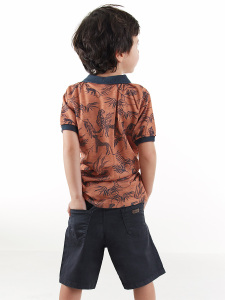 Erkek Çocuk 3'li Takım Polo Yaka T-shirt Şort Kemer Takım - 2