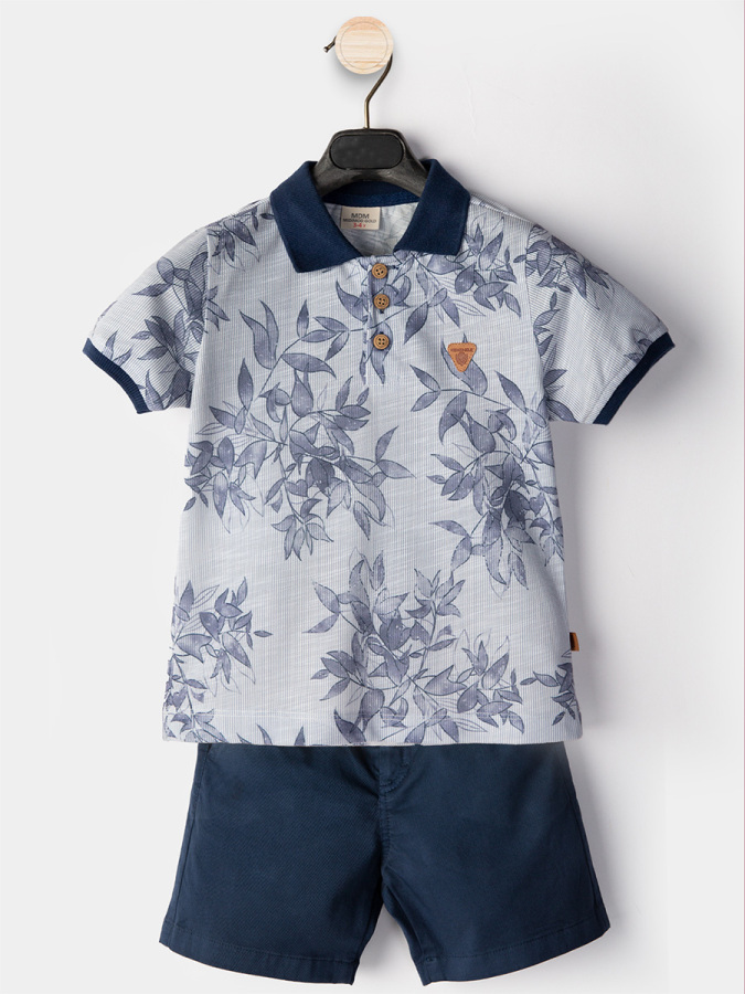 Erkek Çocuk 3'li Takım Polo Yaka T-shirt Şort Kemer Takım - 3