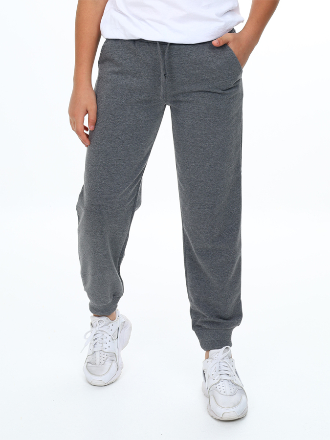 Unisex Kız Erkek Çocuk Antrasit Basic Eşofman Altı - 1