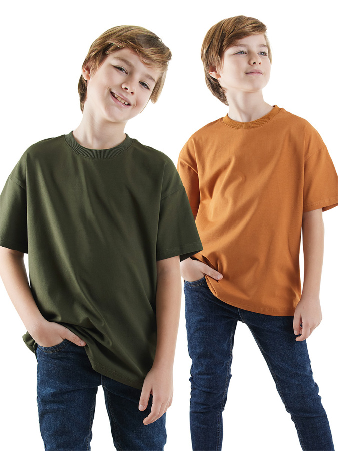 Erkek Çocuk Basic Oversize 2'li T-shirt Takım - 1