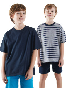 Erkek Çocuk Basic Oversize 2'li T-shirt Takım - 1
