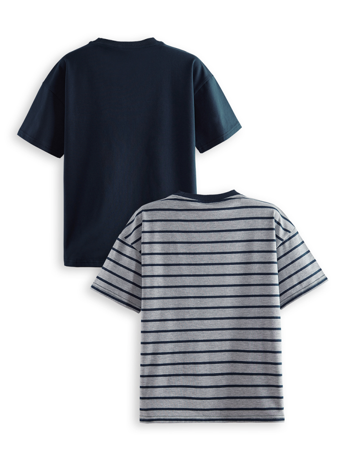 Erkek Çocuk Basic Oversize 2'li T-shirt Takım - 4