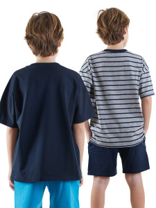 Erkek Çocuk Basic Oversize 2'li T-shirt Takım - 2