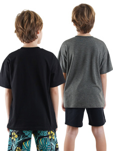 Erkek Çocuk Basic Oversize 2'li T-shirt Takım - 2