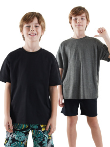 Erkek Çocuk Basic Oversize 2'li T-shirt Takım - Denokids