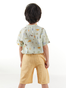 Erkek Çocuk Bayramlık Gömlek Müslin Şort Takım - 2