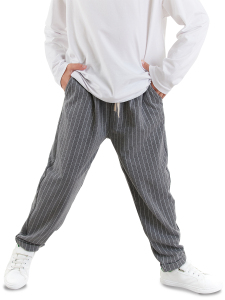 Erkek Çocuk Çizgili Gri Pantolon - 2